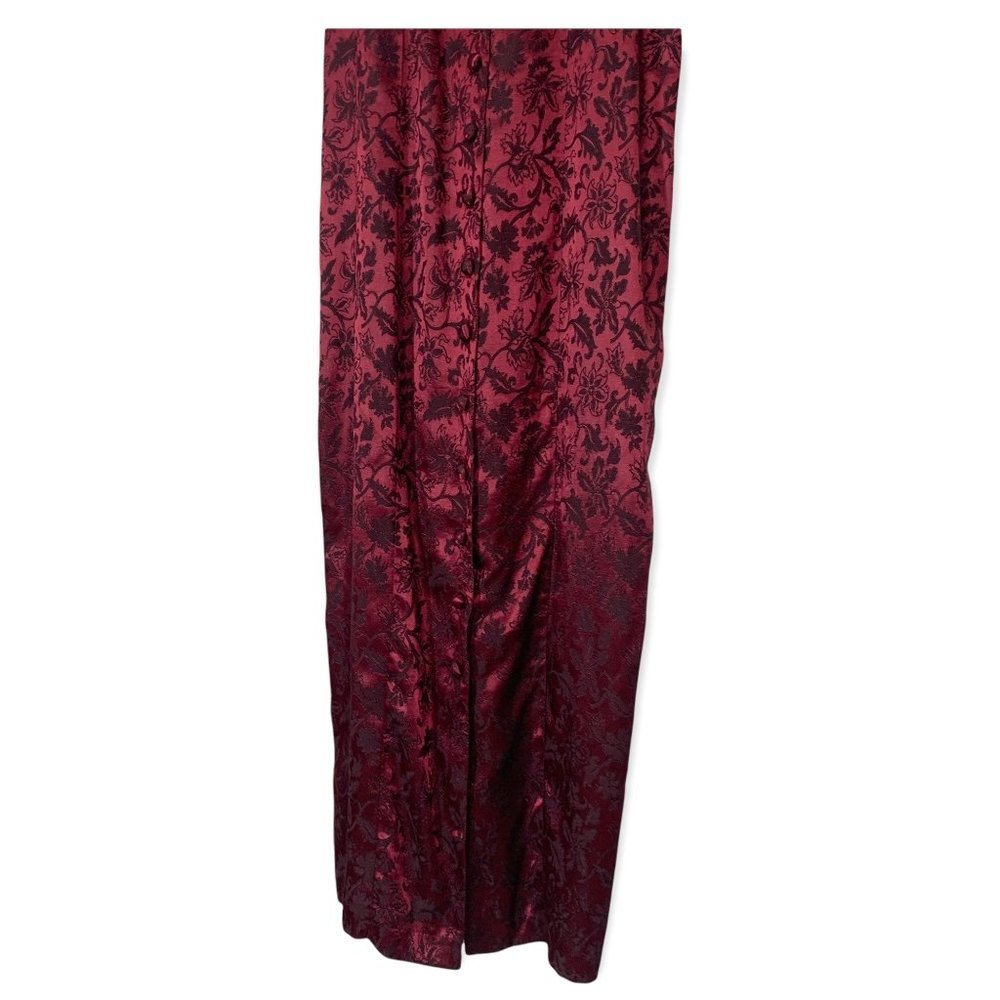 Vintage 90s Knapp Studio Cheongsam Satin Full Length Dress Medium - Picture 3 of 12